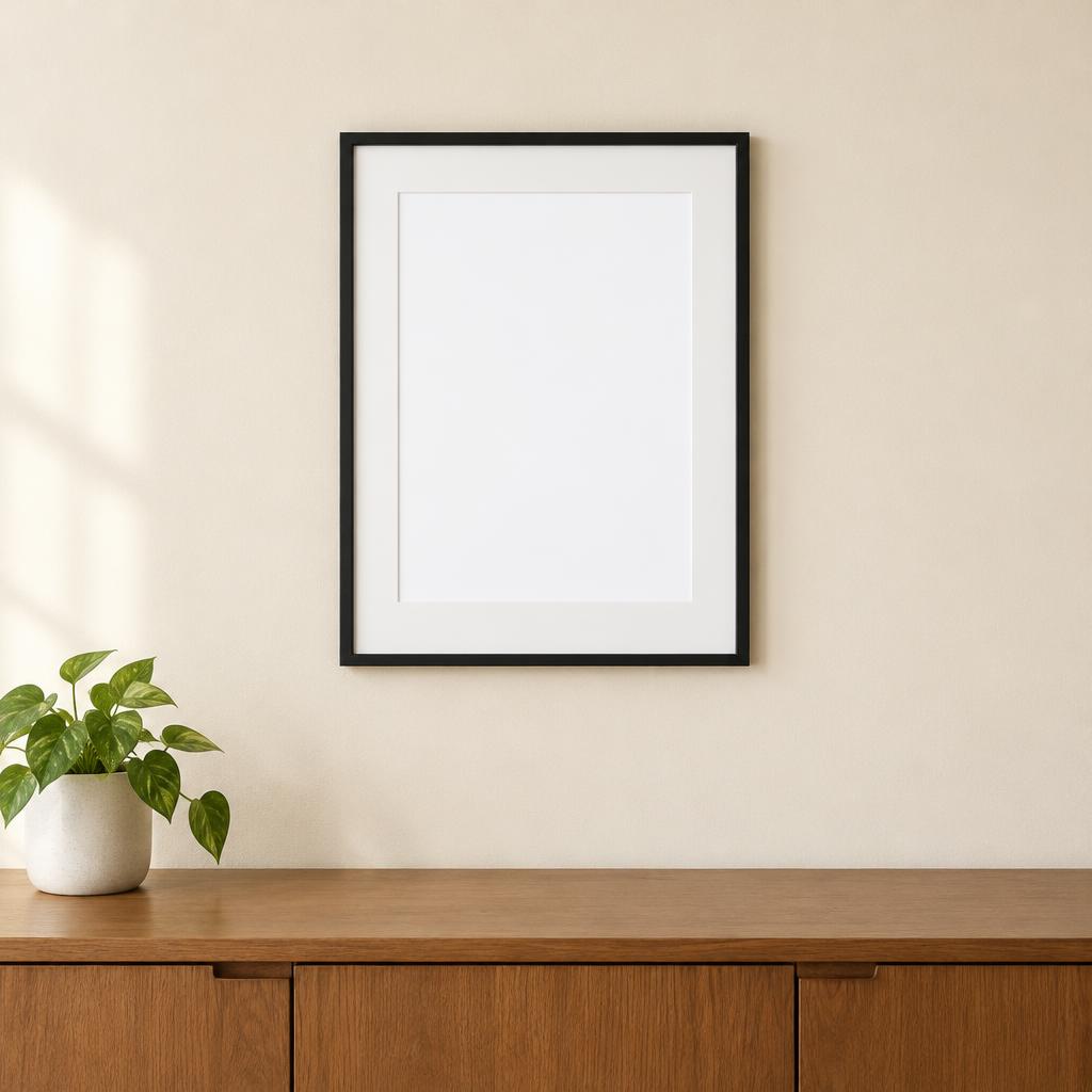 Voorbeeld ingelijst aan de muur